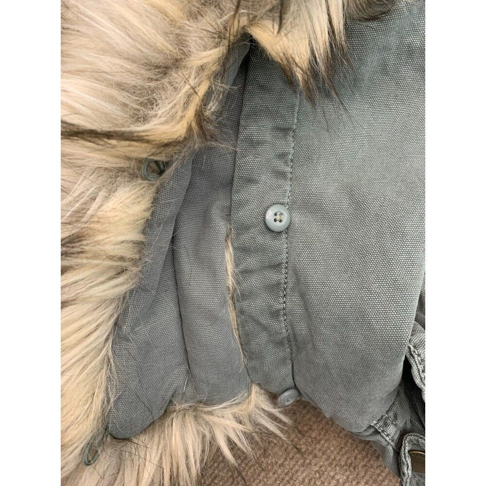 American Eagle Coat Womens M Barn Chore Military Hooded Anorak Parka Faux Fur - Picture 13 of 14